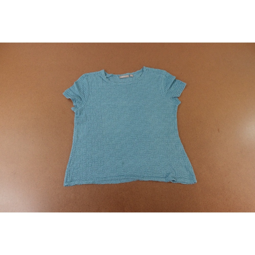 Croft & Barrow Women's Size XL Blue Textured Stretch Short Sleeve Pullover Top